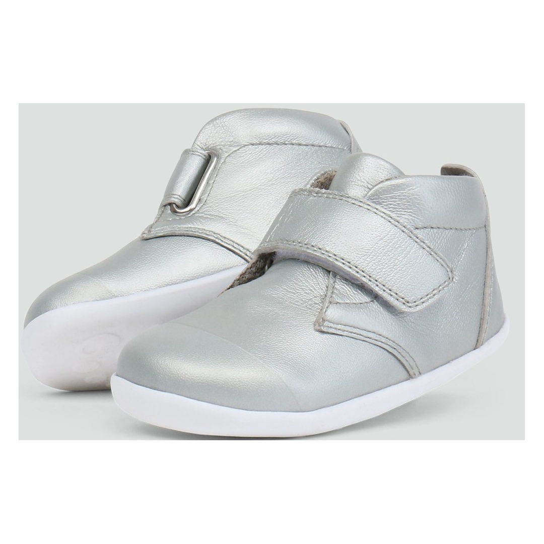 Srebrne Półbuty BOBUX 729004 ZIGGY HI TOP SILVER