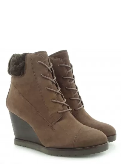 BOTKI MARC O'POLO WEDGE BOOTIE OILY NUBUCK DARK BROWN