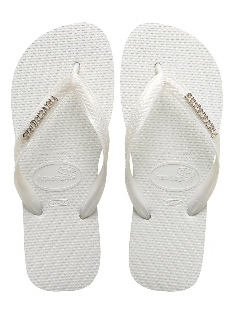 JAPONKI HAVAIANAS TOP LOGO METALLIC WHITE PEARL