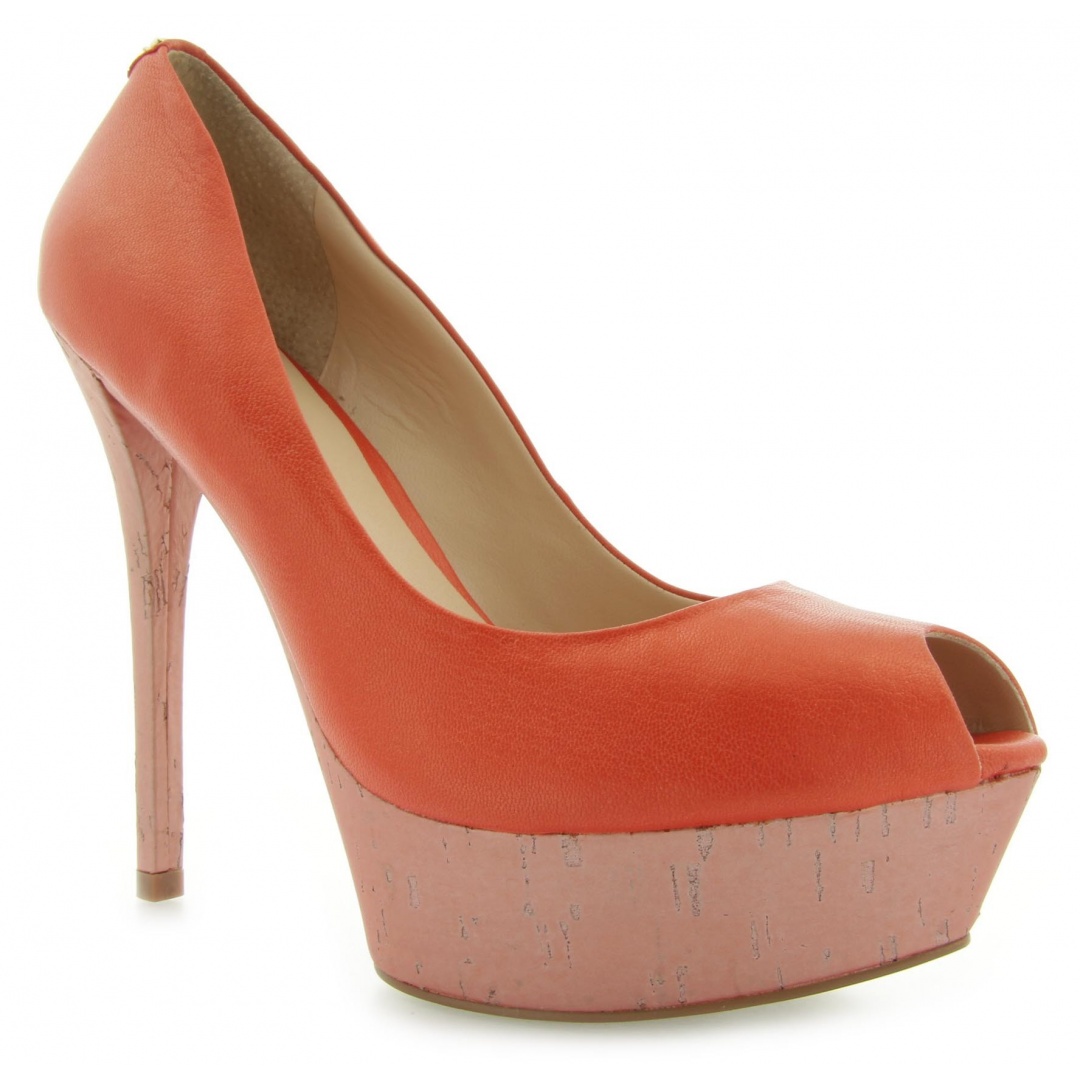 CZÓŁENKA GUESS GABRA SPUNTATO OPEN TOE LEAT ORANGE
