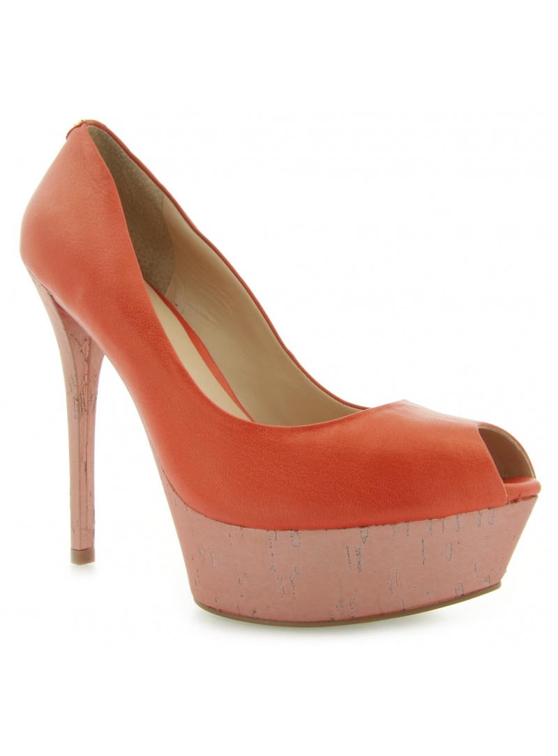 CZÓŁENKA GUESS GABRA SPUNTATO OPEN TOE LEAT ORANGE