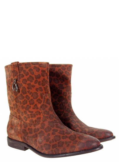 BOTKI GUESS VIVAN PRINTED SUEDE BOOTIE BROWN