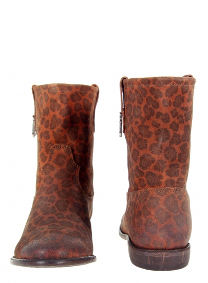 BOTKI GUESS VIVAN PRINTED SUEDE BOOTIE BROWN