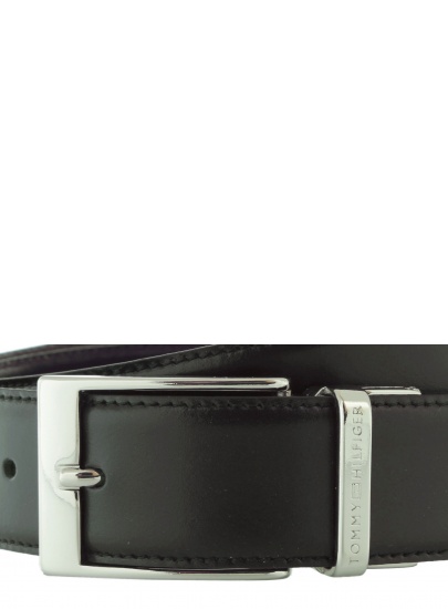 Pasek TOMMY HILFIGER Gift Box Nappa Leather Adjustable Black Dark Brown