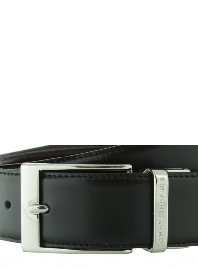 Pasek TOMMY HILFIGER Gift Box Nappa Leather Adjustable Black Dark Brown