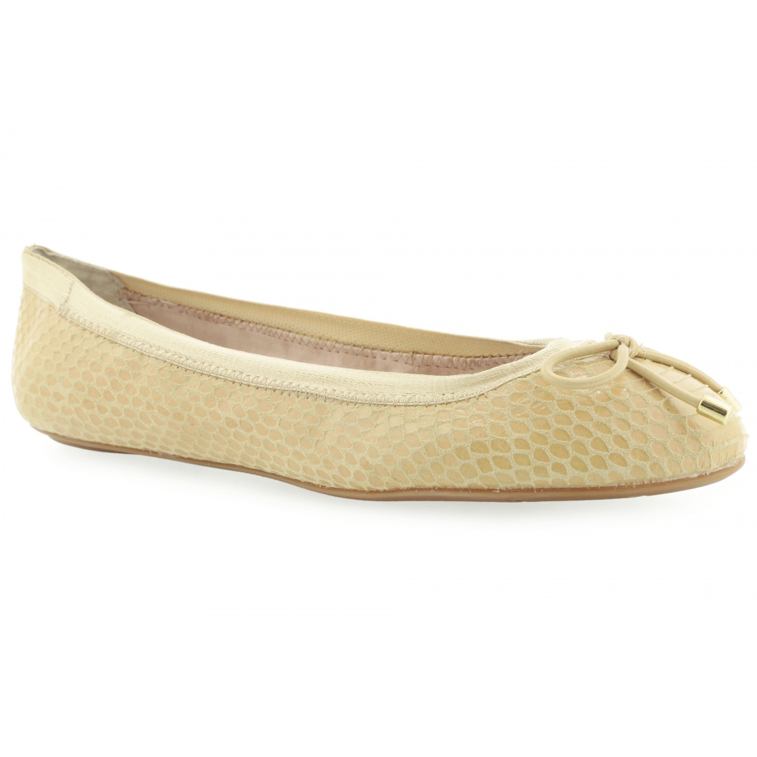 BALERINY DONNA KARAN BELLA BOW EMBOSSED SNAKE SAND