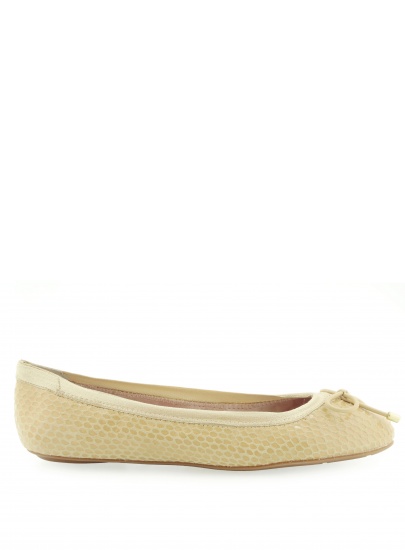 BALERINY DONNA KARAN BELLA BOW EMBOSSED SNAKE SAND