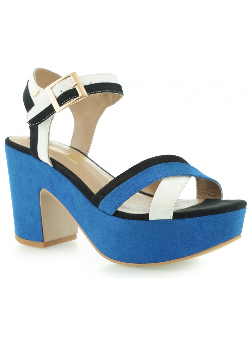 SANDAŁY LOVE MOSCHINO SANDALO MIX NERO BLUE BIANCO