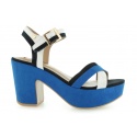 SANDAŁY LOVE MOSCHINO SANDALO MIX NERO BLUE BIANCO