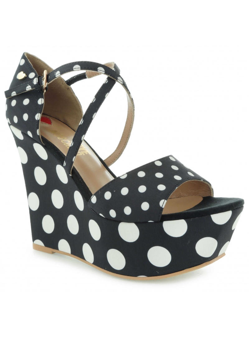 SANDAŁY LOVE MOSCHINO SANDALO POIS NERO BIANCO