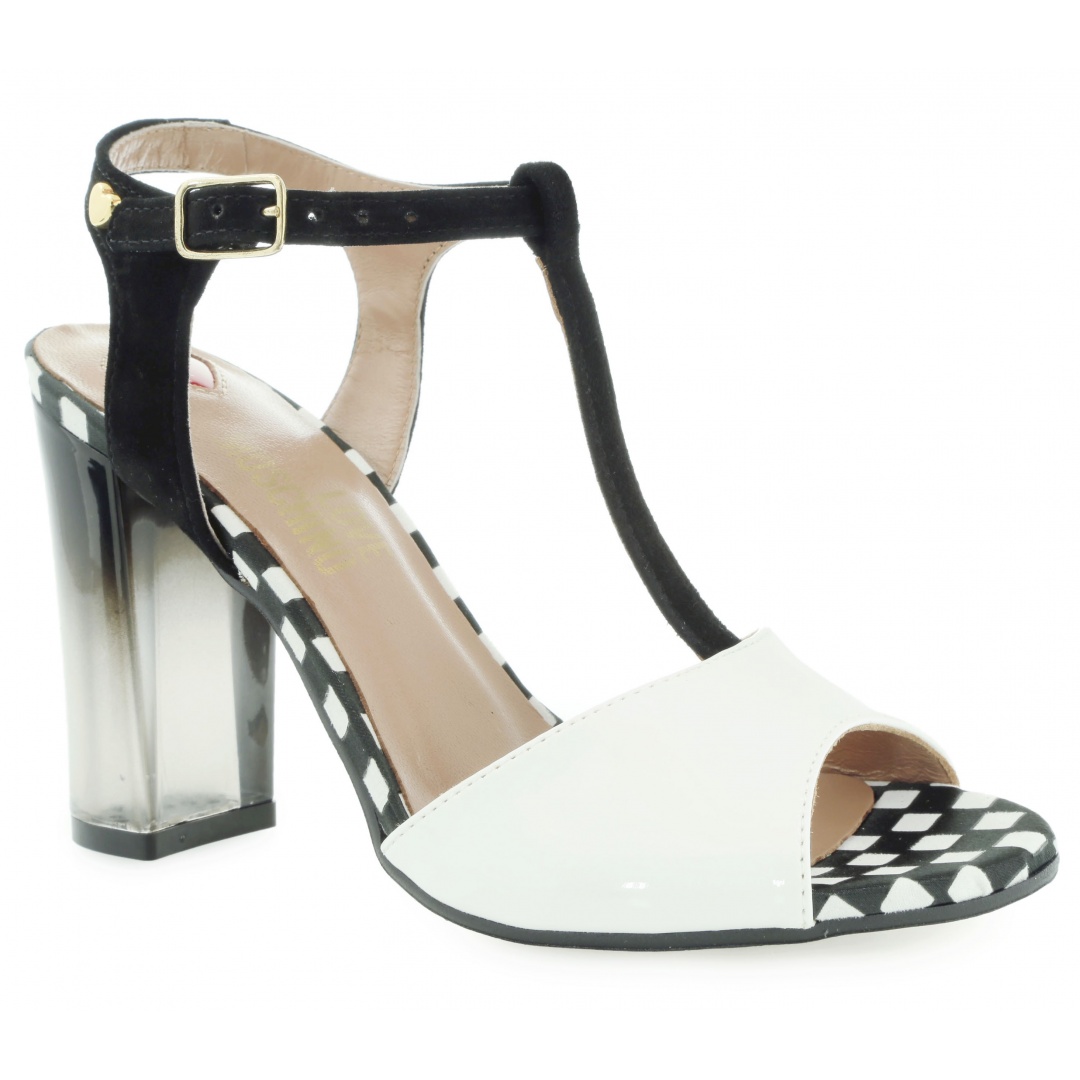 SANDAŁY LOVE MOSCHINO JA16579C0ZJO210A NEGRO BIANCO