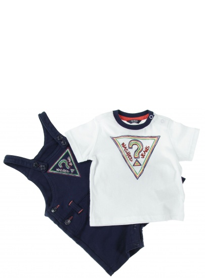 KOMPLET GUESS SET SHORT SLEEVE T-SHIRT + SALOPETTE BLUE