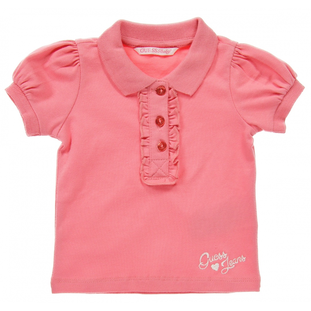 BLUZKA GUESS SHORT SLEEVE POLO CORAL PINK