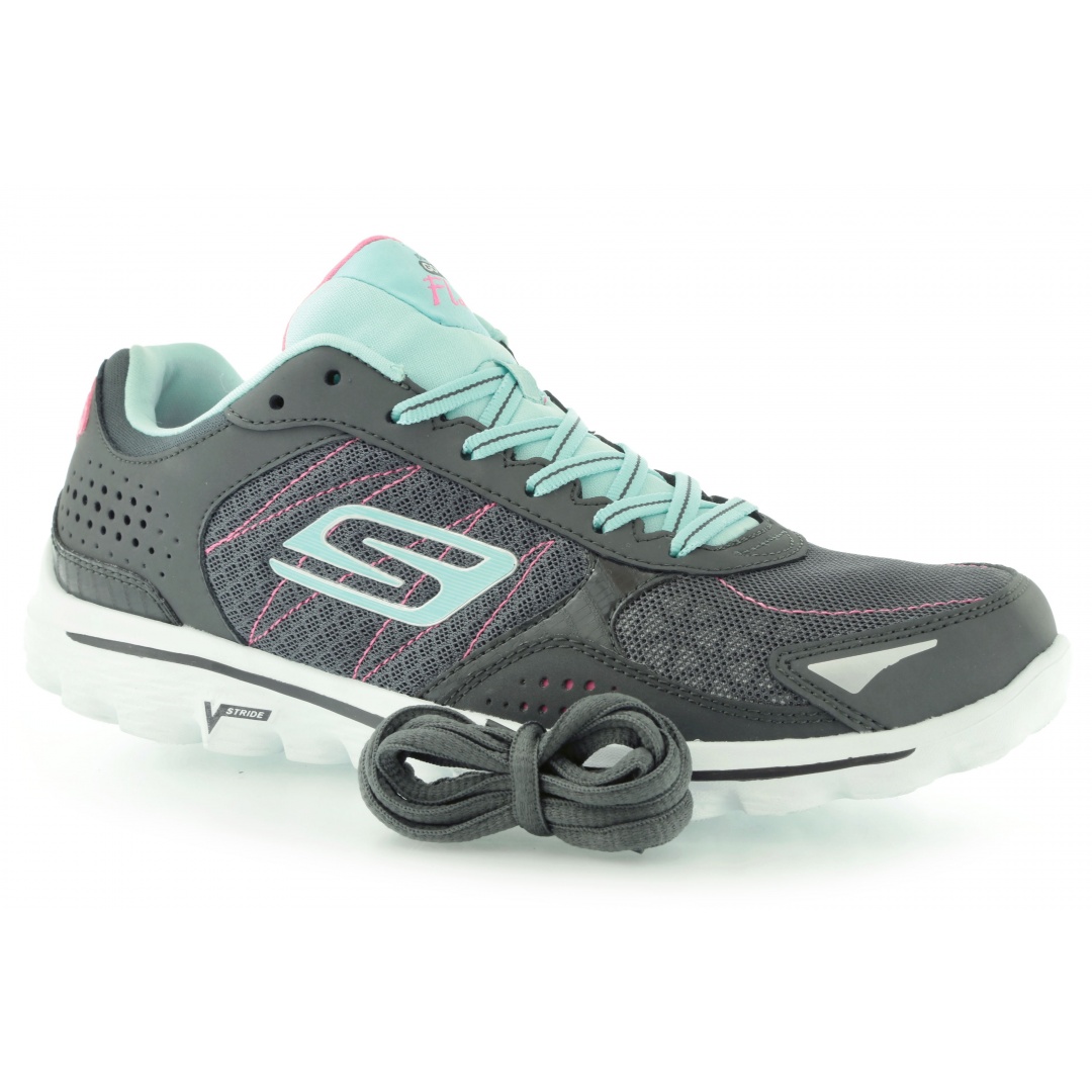 BUTY SPORTOWE SKECHERS WOMEN'S GO WALK 2 FLASH CHARCOAL BLUE