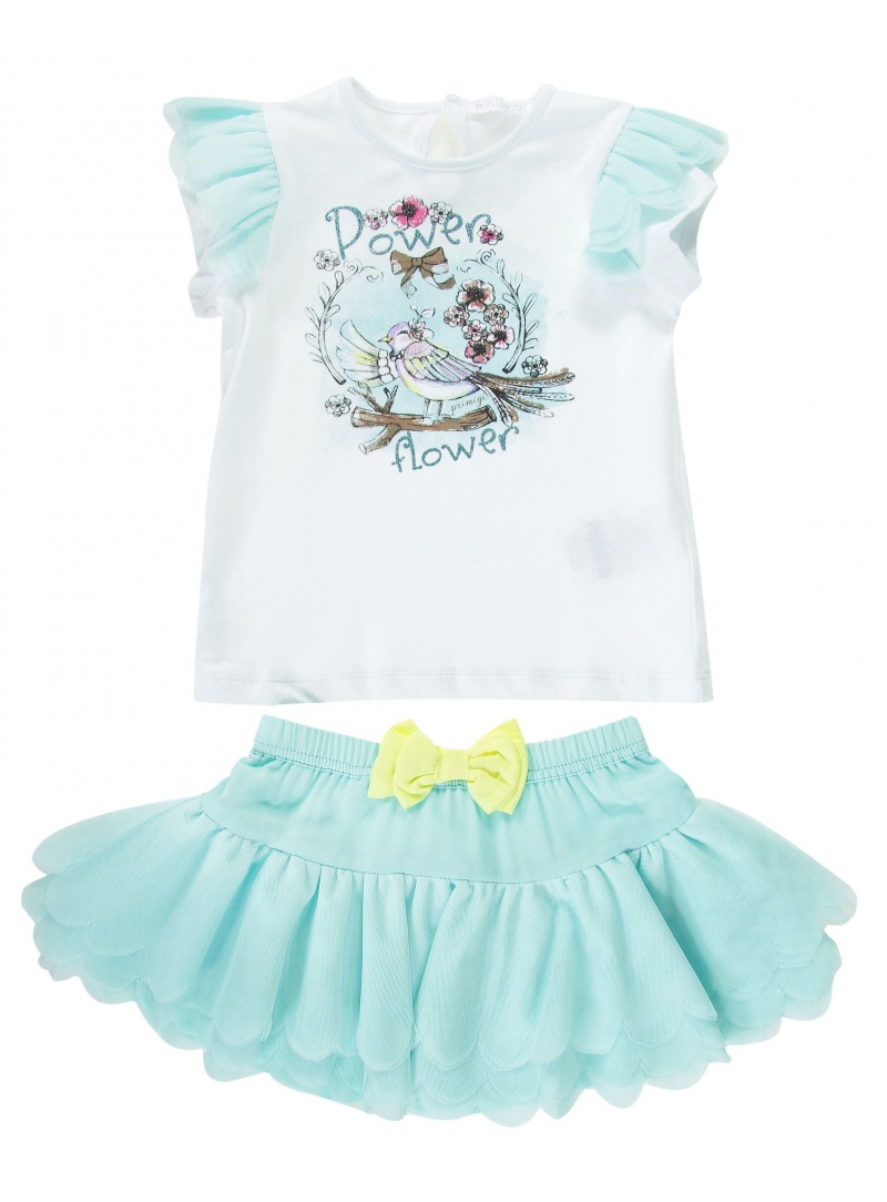 KOMPLET KOSZULKA I SPÓDNICZKA COMPLETO PRIMIGI T-SHIRT CON GONNA PARADISE