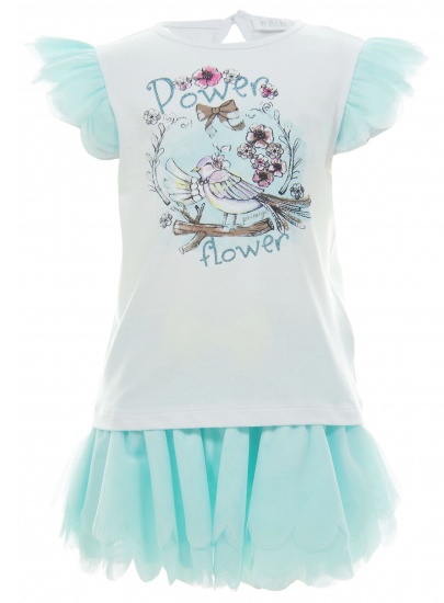 KOMPLET KOSZULKA I SPÓDNICZKA COMPLETO PRIMIGI T-SHIRT CON GONNA PARADISE