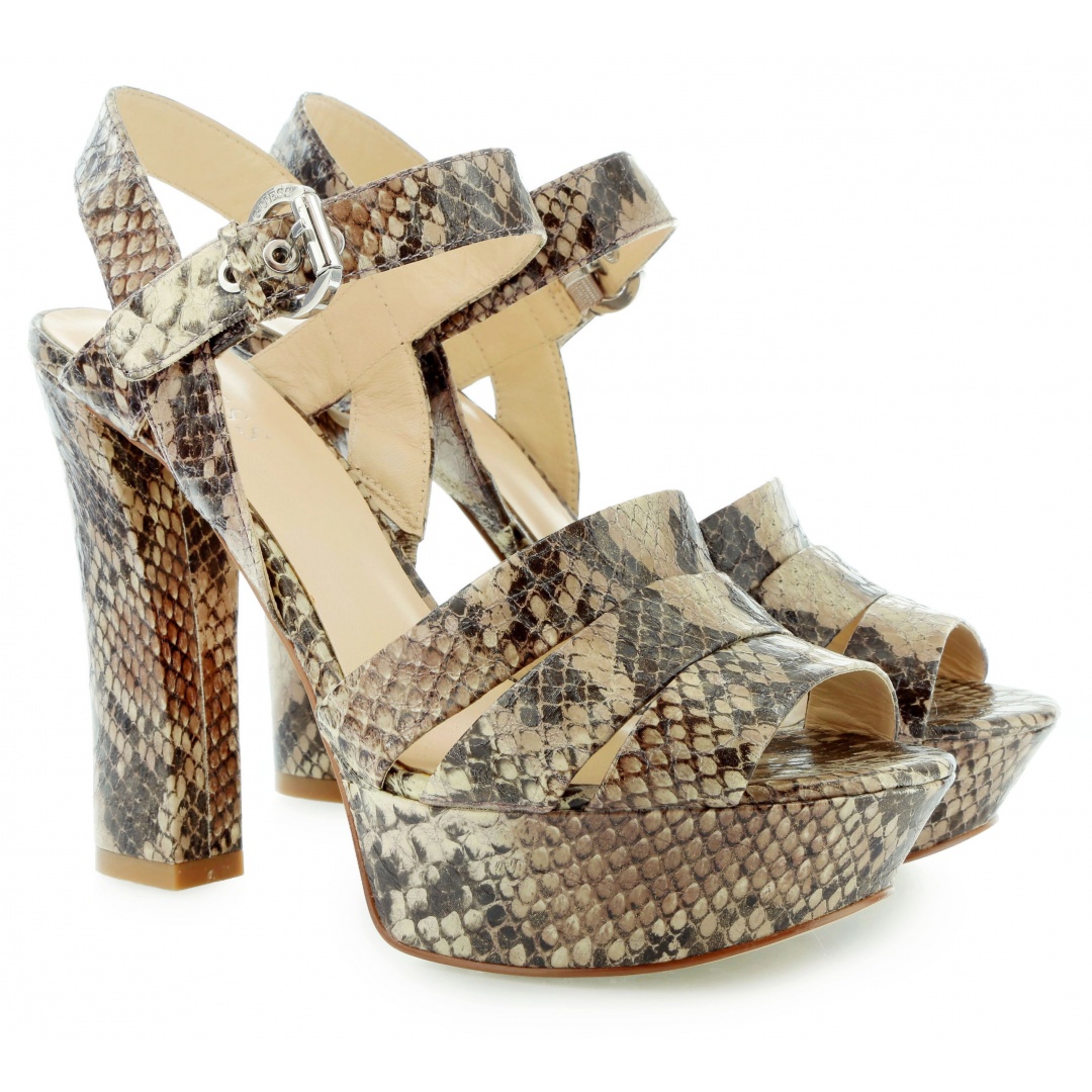 SANDAŁY GUESS PEGANA2 SANDALO LEATHER BEIGE - Sandały
