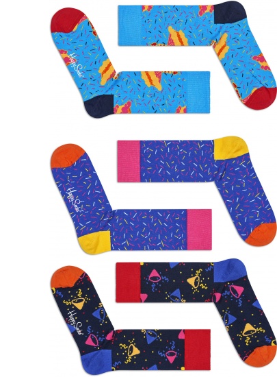 GRAJĄCY GIFT BOX SKARPET NA URODZINY HAPPY SOCKS XBDA08-6000 (3-PAK) -