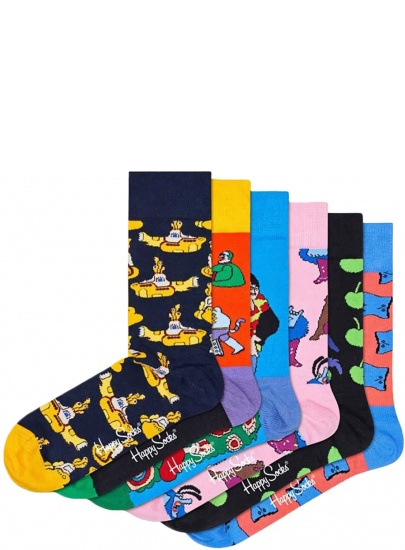 GIFT BOX SKARPET THE BEATLES HAPPY SOCKS XBEA10-2000 (6-PAK) - Skarpety