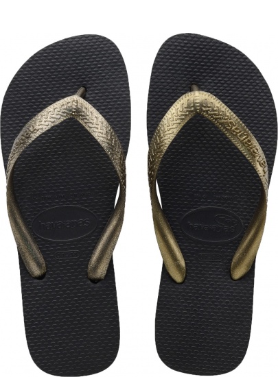 JAPONKI HAVAIANAS TOP TIRAS BLACK GOLDEN - Japonki