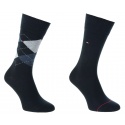 TOMMY HILFIGER Skarpetki Men Sock Check Dark Navy (2-Pak) -