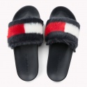 KLAPKI TOMMY HILFIGER FUNNY FUR POOL SLIDE - Klapki