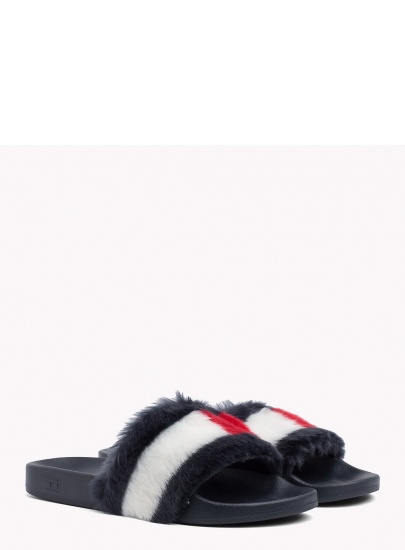 KLAPKI TOMMY HILFIGER FUNNY FUR POOL SLIDE - Klapki