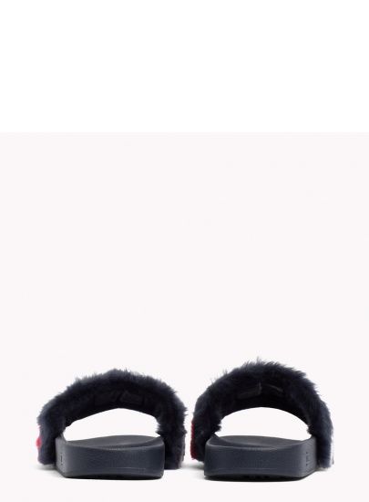 KLAPKI TOMMY HILFIGER FUNNY FUR POOL SLIDE - Klapki