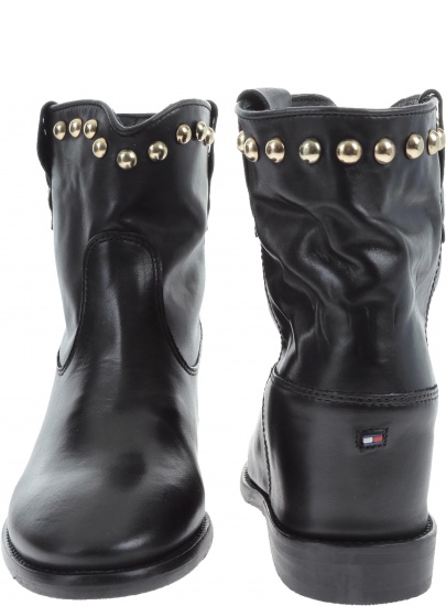 Botki TOMMY HILFIGER Round Stud Wedge Boo - Botki