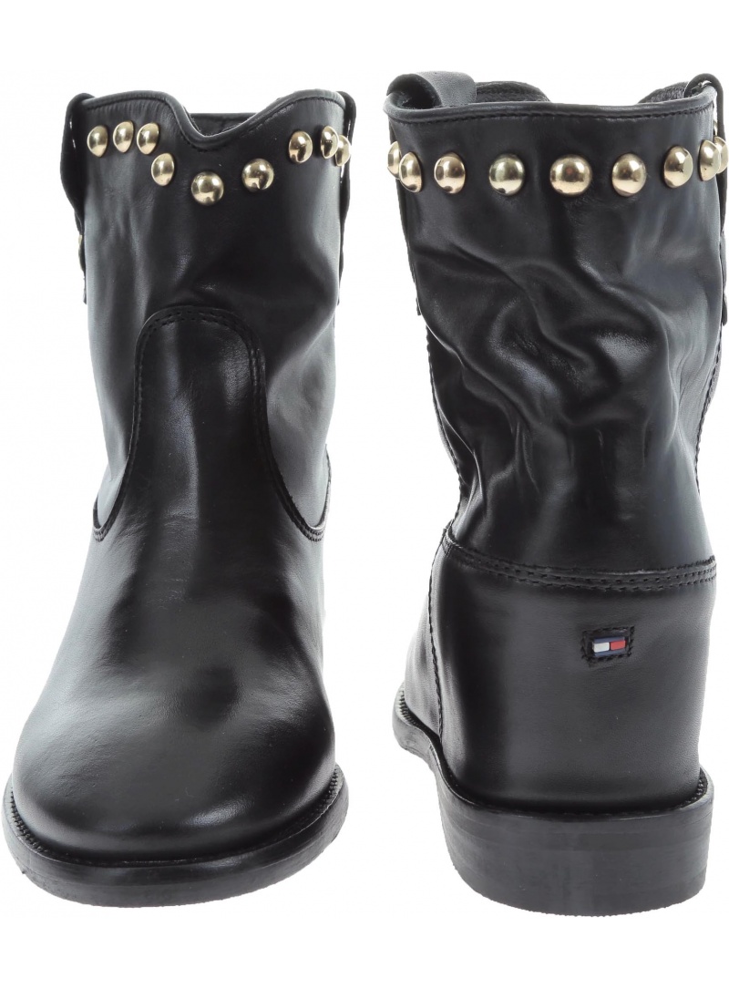 tommy hilfiger round stud wedge bootie