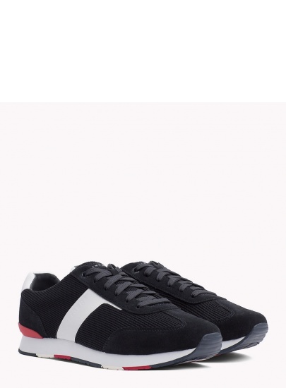 Granatowe Półbuty TOMMY HILFIGER Knitted Material Mix Runner
