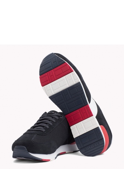 Granatowe Półbuty TOMMY HILFIGER Knitted Material Mix Runner