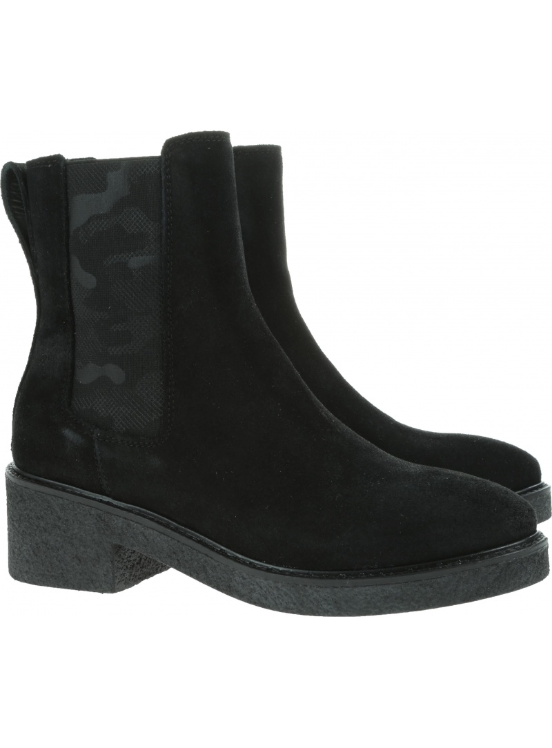 Sztyblety TOMMY HILFIGER Crepe Mid Heel - Botki