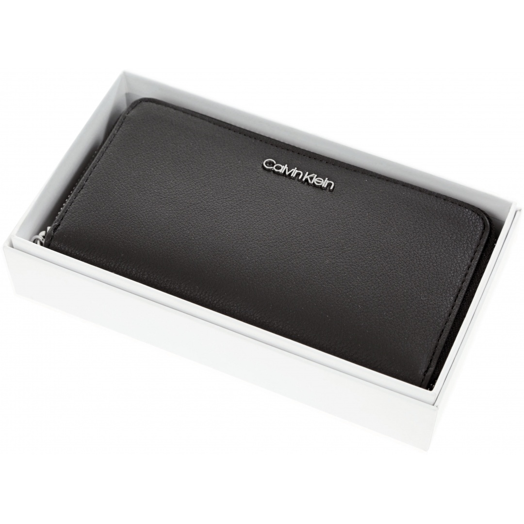 CZARNY PORTFEL CALVIN KLEIN STITCH DOUBLE ZIPAROUND K60K604864