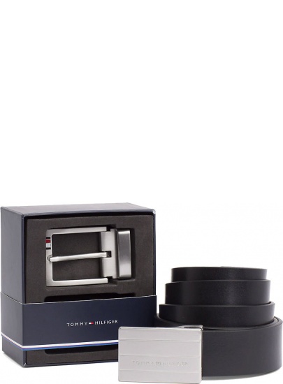 Pasek TOMMY HILFIGER AM0AM04129 901 FORMAL DOUBLE BUCKLE - Paski