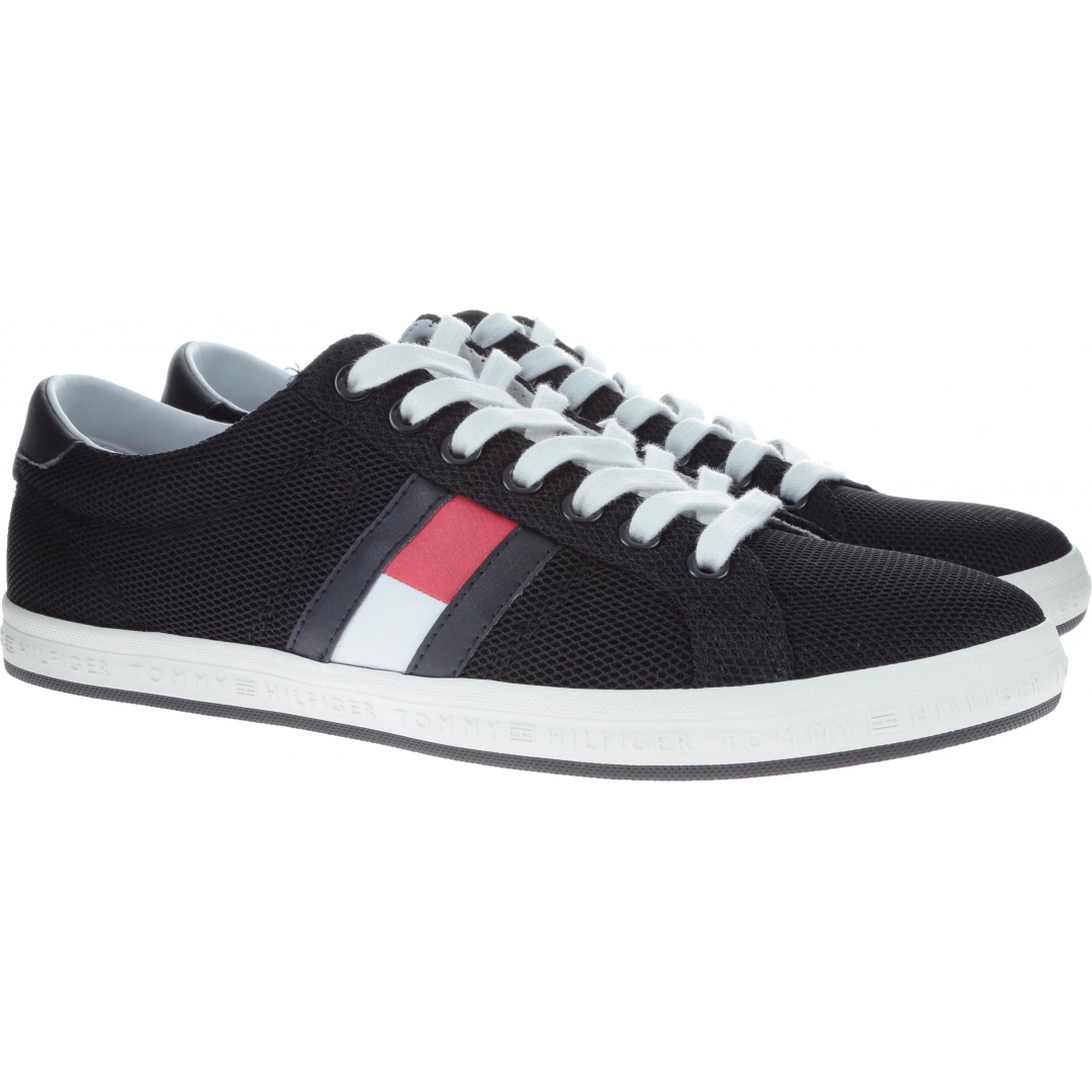 Czarne półbuty Tommy Hilfiger ESSENTIAL FLAG DETAIL BLACK -