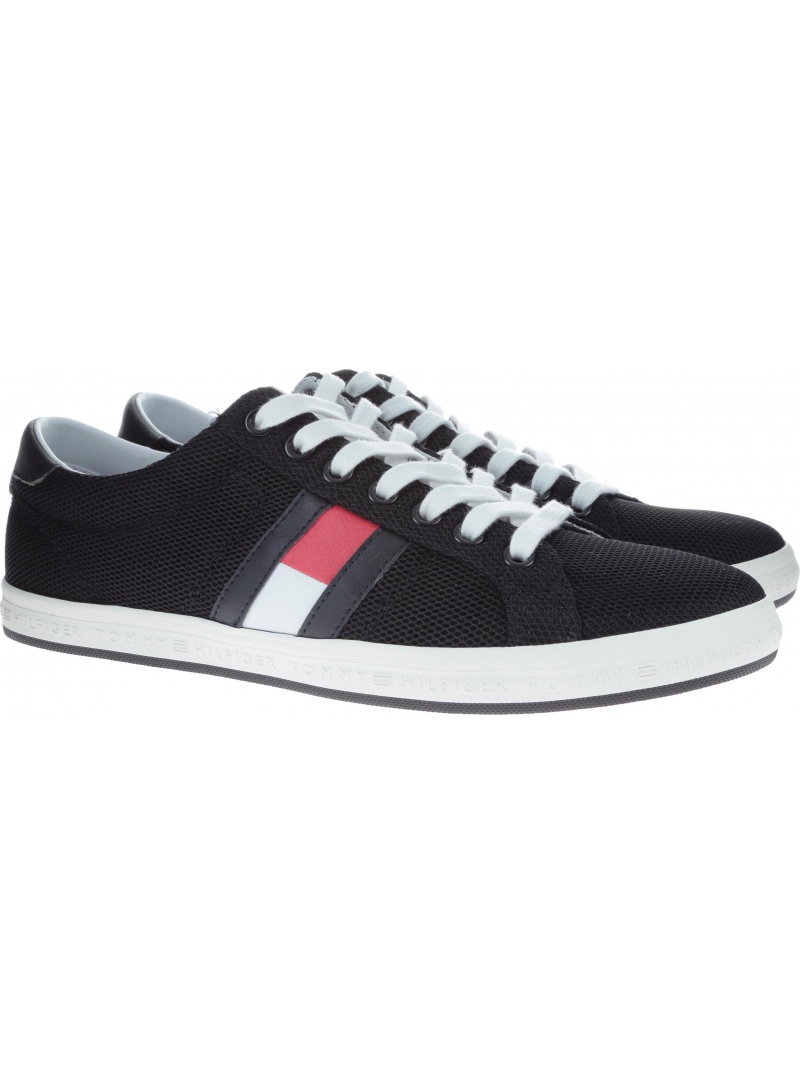 Czarne półbuty Tommy Hilfiger ESSENTIAL FLAG DETAIL BLACK -