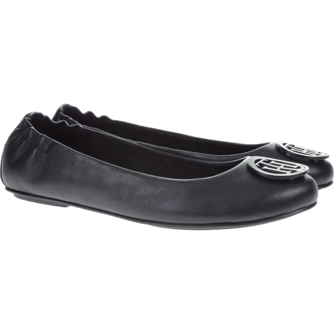 Balerinki Tommy Hilfiger FLEXIBLE LEATHER BAL BLACK - Baleriny