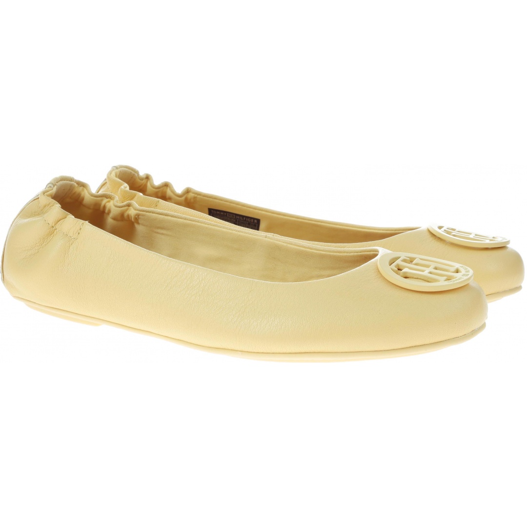 Baleriny Tommy Hilfiger FLEXIBLE LEATHER BAL Golden Haze -