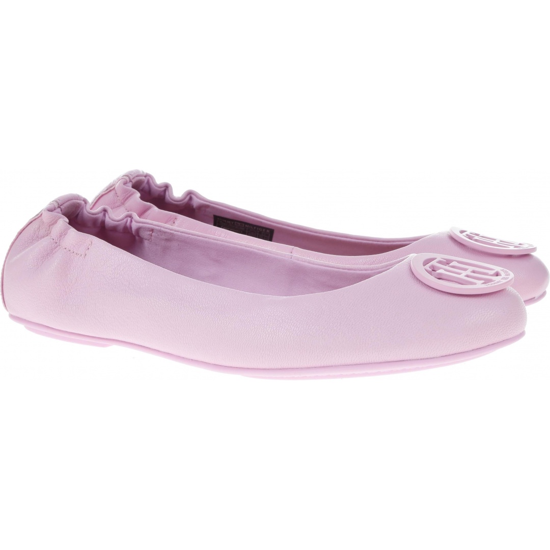 Balerinki Tommy Hilfiger FLEXIBLE LEATHER BAL Pink Lavender -