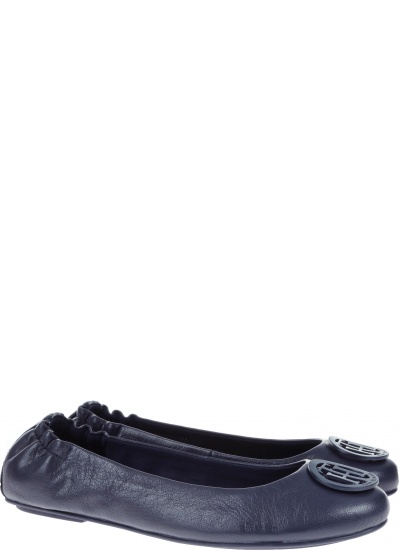 Baleriny Tommy Hilfiger FLEXIBLE LEATHER BAL TOMMY NAVY -