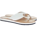 Japonki Tommy Hilfiger LEATHER FOOTBED BEAC WHISPER WHITE -