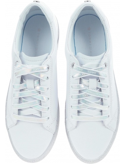 Białe Półbuty Tommy Hilfiger GLITTER DRESS SNEAKE WHITE -