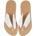 Japonki Tommy Hilfiger LEATHER FOOTBED BEAC WHISPER WHITE -
