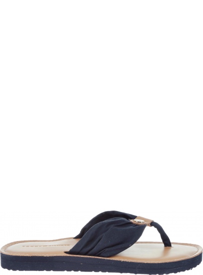 Japonki Tommy Hilfiger LEATHER FOOTBED BEAC MIDNIGHT - Japonki