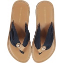 Japonki Tommy Hilfiger LEATHER FOOTBED BEAC MIDNIGHT - Japonki