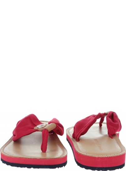 Japonki Tommy Hilfiger LEATHER FOOTBED BEAC TANGO RED - Japonki