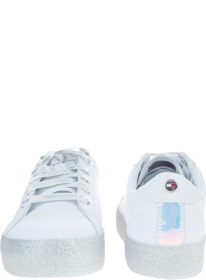 Białe Półbuty Tommy Hilfiger GLITTER DRESS SNEAKE WHITE -