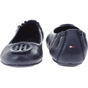 Baleriny Tommy Hilfiger FLEXIBLE LEATHER BAL TOMMY NAVY -