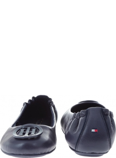 Baleriny Tommy Hilfiger FLEXIBLE LEATHER BAL TOMMY NAVY -